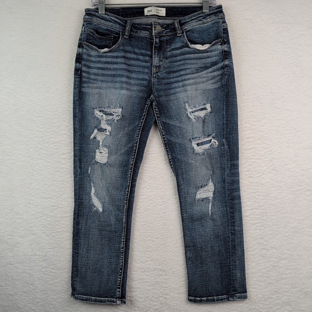BKE Stella Jeans Womens 29 Capri Low Rise Slim Medium Wash Stretch Denim